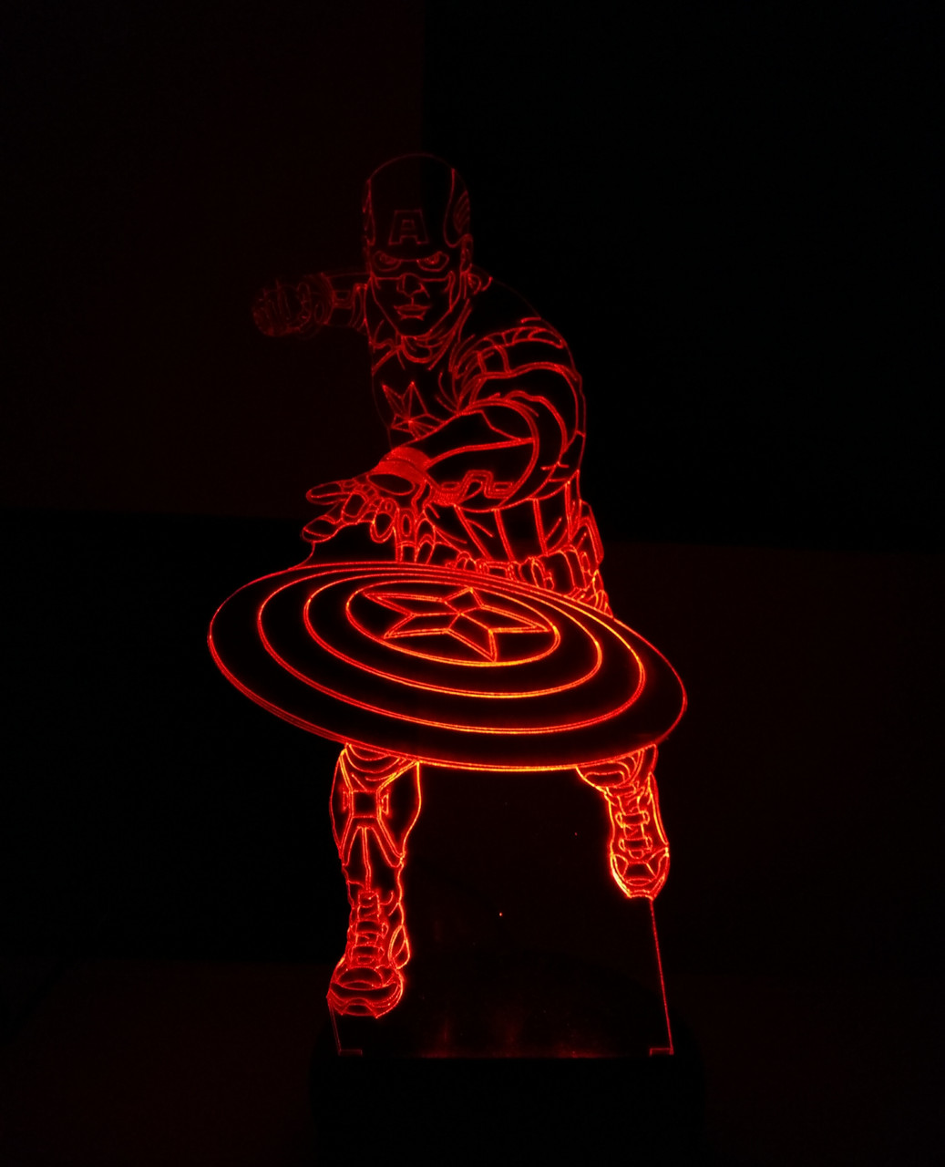 3d-світильник Капітан Америка, 3д-нічник, кілька підсвічувань (батарейка+220В), фото 1