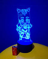 3d-светильник Кетбой (герои в масках), 3д-ночник, несколько подсветок (на батарейке)