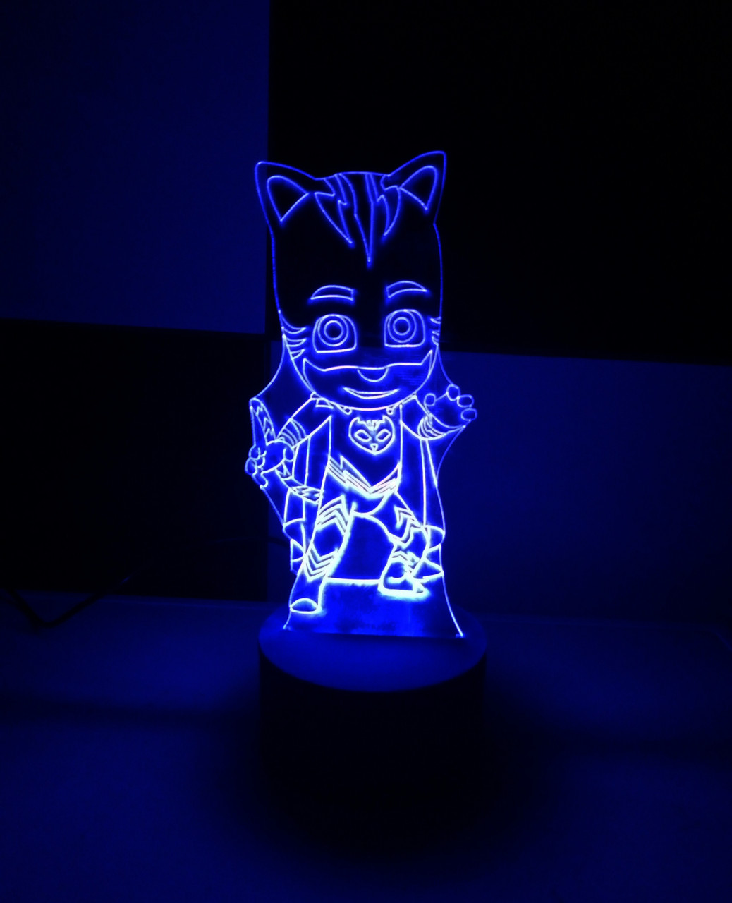 3d-світильник Кетбой (Герої в масках), 3д-нічник, кілька підсвічувань (батарейка+220В), фото 1
