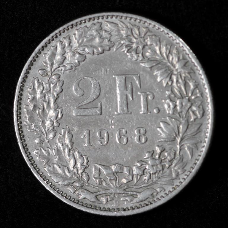 Монета Швейцарії 2 франка 1968-2006 рр.