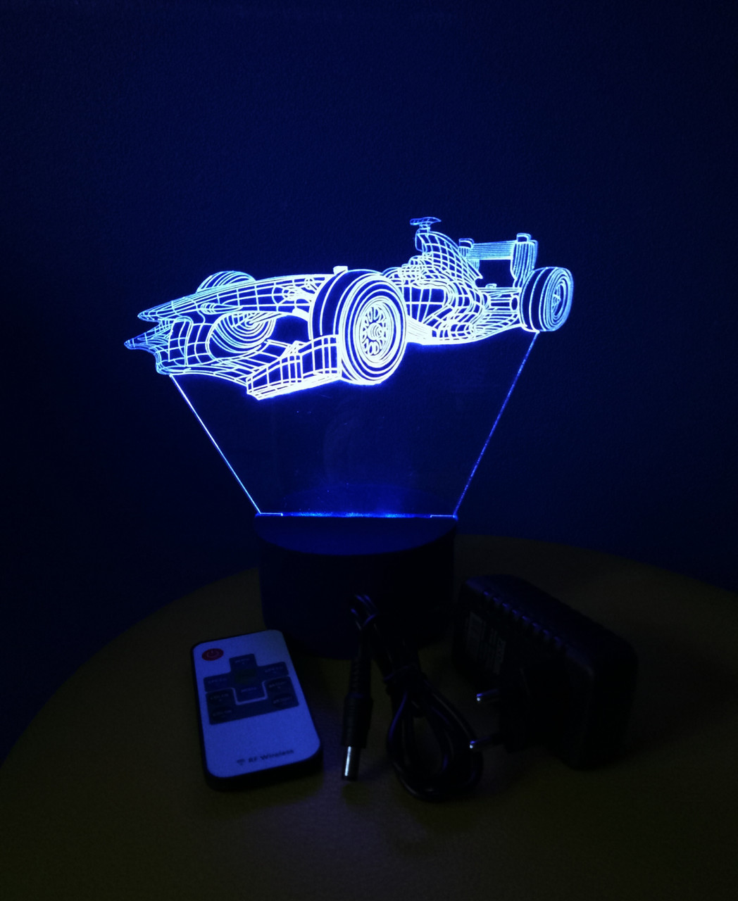 3d-світильник Формула 1, 3д-нічник, кілька підсвічувань (на пульті), фото 1