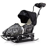 Дитячі санки трансформер на колесах VIP Rasper Delux 7в1 (овчина) + муфти (Польща)