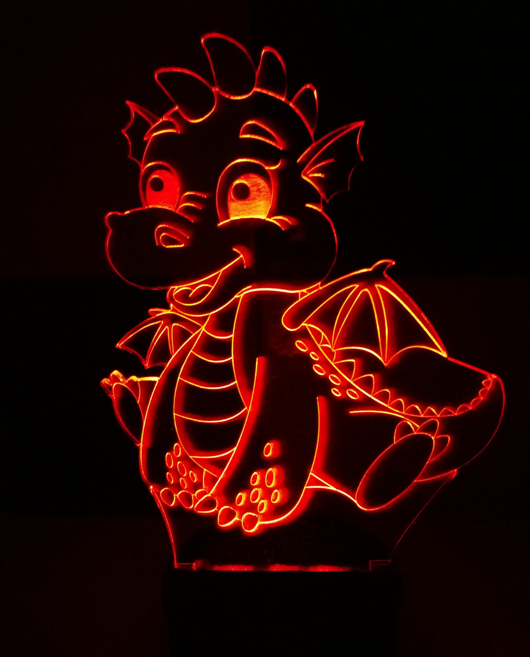 3d-світильник Дракоша, 3д-нічник, кілька підсвічувань (батарейка+220В), фото 1