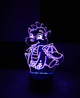 3d-светильник Дракоша, 3д-ночник, несколько подсветок (на батарейке), подарок ребенку