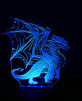 3d-светильник Дракон, 3д-ночник, несколько подсветок (на пульте)