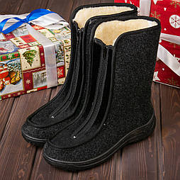 Бурки суконні зі змійкою Tellus чорні 34-31BNE