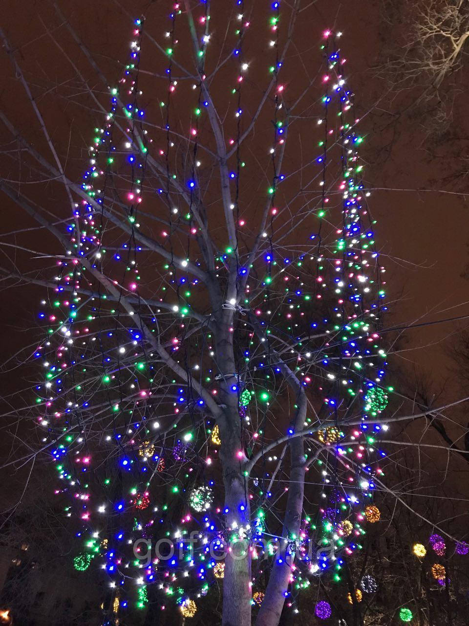 Гірлянда нитка вулична 100 LED різнобарвний колір 10 м, фото 1