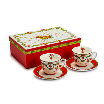 Набір чашок для чаю Італія Palais Royal Різдвяні дзвіночки 250 мл, 2 шт