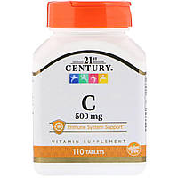 Витамин С 500 мг в таблетках 21st Century Health Care 110 таблеток витамины для иммунитета, аскорбинки