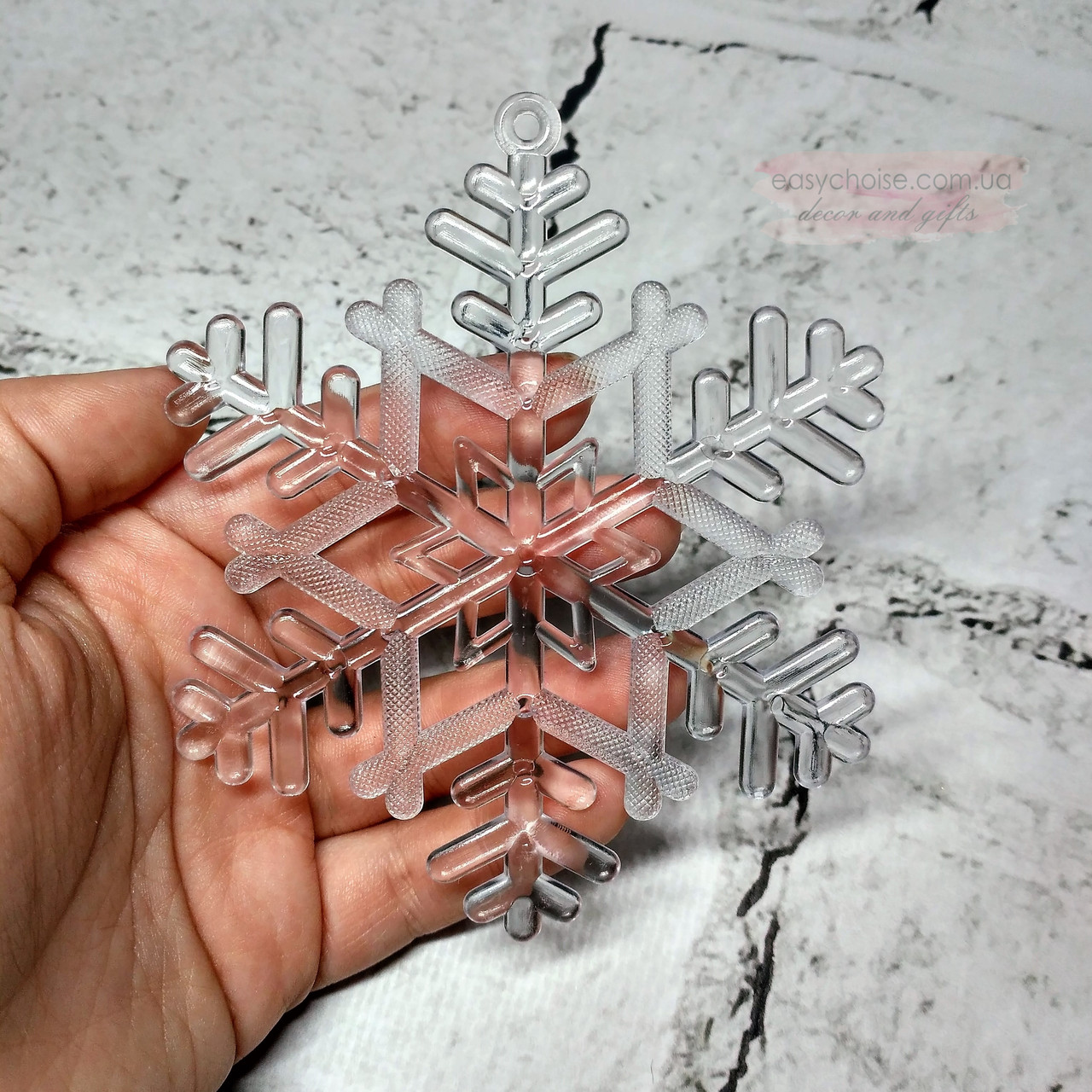 Підвіска новорічна Сніжинка акрилова, декор 8,8х10,5 см