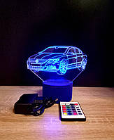3d-светильник Фольксваген, Volkswagen, 3д-ночник, несколько подсветок (на пульте)