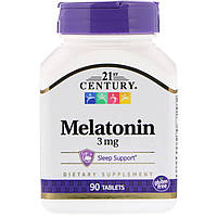 Мелатонин от бессонницы для улучшения сна, от бессоницы Melatonin 21st Century Health Care 3 мг 90 таблеток