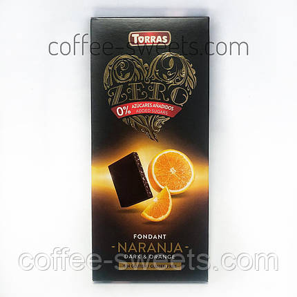 Шоколад темний Torras " Zero" fondant naranja апельсин 125 г., фото 2