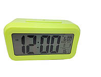 Часы настольные с подсветкой, температурой, будильником. опт Зеленый