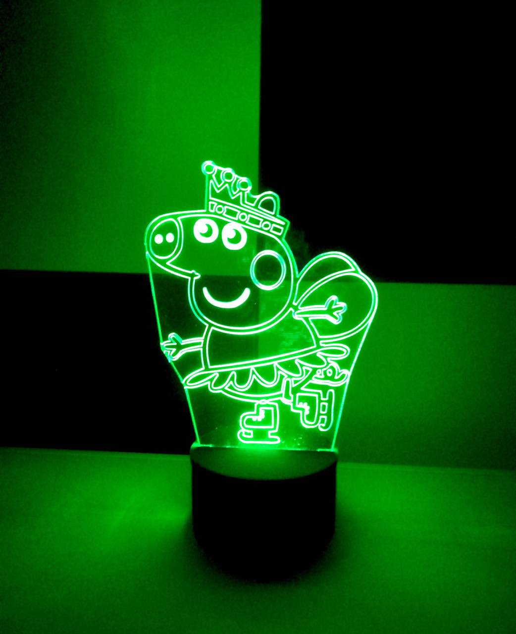 3d-світильник Пеппа на ковзанах, 3д-нічник, кілька підсвічувань (на батарейці), фото 1