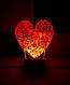 3d-світильник Серце LOVE, 3д-нічник, кілька підсвічувань (на пульті), фото 2