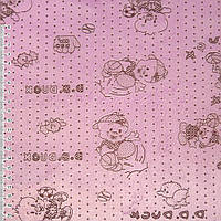 Мех искусственный коротковорсовый розовый со зверьками и звездами ш.160 (21316.002)
