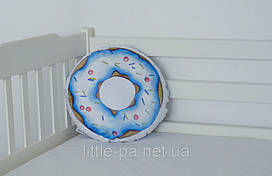 Подушка декоративна бавовняна для дитячої "Пончик блакитний"