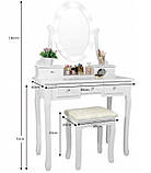 Туалетний стіл Clara з дзеркалом і табуретом + LED-підсвітка, фото 5