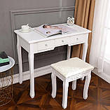 Туалетний стіл Clara з дзеркалом і табуретом + LED-підсвітка, фото 7