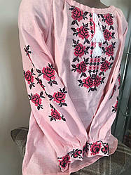 Вишиванка на льоні "Неллі" рожева