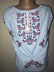 Вишита блузка дитяча "Неллі" голуба