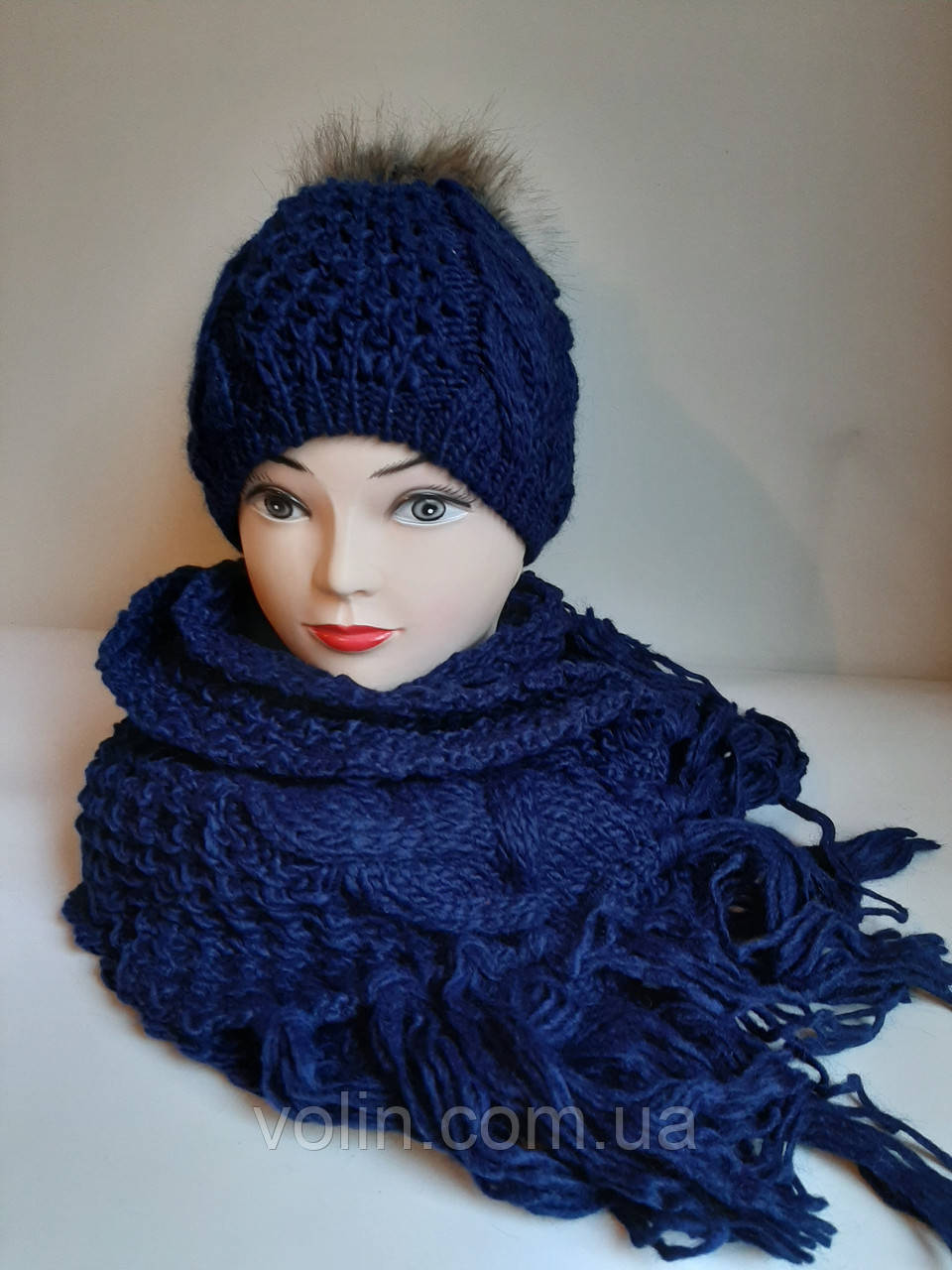 Комплект шапка и шарф женский вязаный Ania. - фото 1 - id-p1072764263