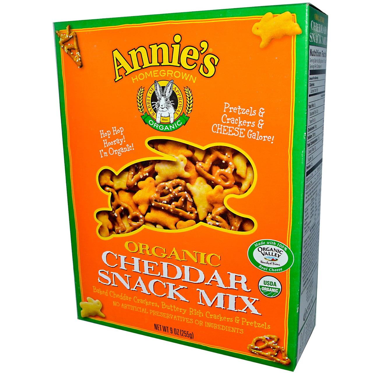 Асорті із закусок з чеддером, Cheddar Snack Mix, Annie's Доморощені, 255 гр.
