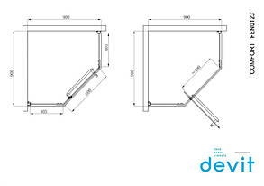 Душовий акриловий п'ятикутний піддон Devit COMFORT 90х90х5 із сифоном, фото 3