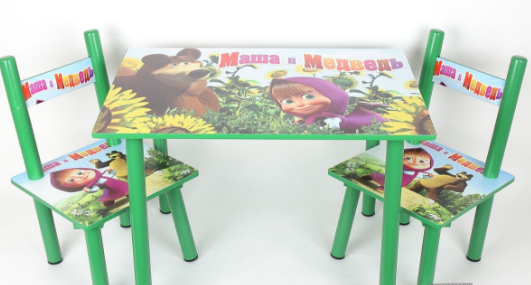 Детский столик Маши и медведь + 2 стульчика, фото 2