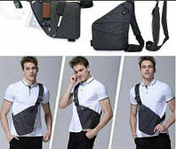 Мужская стильна сумка кобура на плечо Cross Body (серая). Практичный и удобный клатч для мужчин.