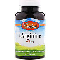 L-аргинин, Carlson Labs, 675 мг, 90 капсул.