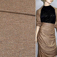 Полушерсть костюмная с шелком стрейч в гусиные лапки мелкие светло-коричневая, ш.160 (18124.006)