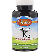 Вітамін К2 (Vitamin K2, Menatetrenone), Carlson Labs, 5 мг, 180 капсул