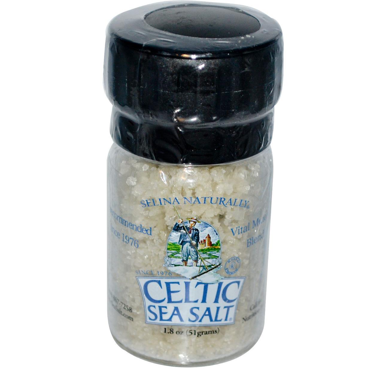 Celtic Sea Salt, Міні-млинок з сіллю, світло-сіра сіль Кельтського моря, 1,8 унції (51 м)