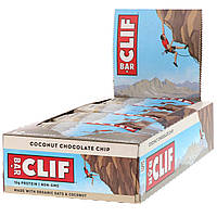 Clif Bar, Энергетические батончики с кокосом и кусочками шоколада, 12 батончиков, 2,4 унций (68 г) каждый