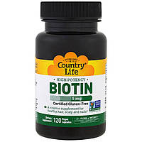 Биотин, Biotin, Country Life, 5 мг, 120 капсул