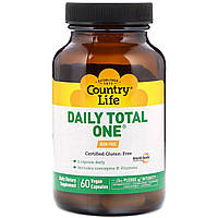 Мультивитамины без железа, Daily Total One, Country Life, 60 капсул