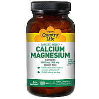 Кальцій Магній, вітаміни Calcium-Magnesium, Country Life, 1000-500мг, 180табл