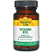 Вітамін В12 (ціанокобаламін), Vitamin B12, Country Life, 1000 мкг, 60 таб.