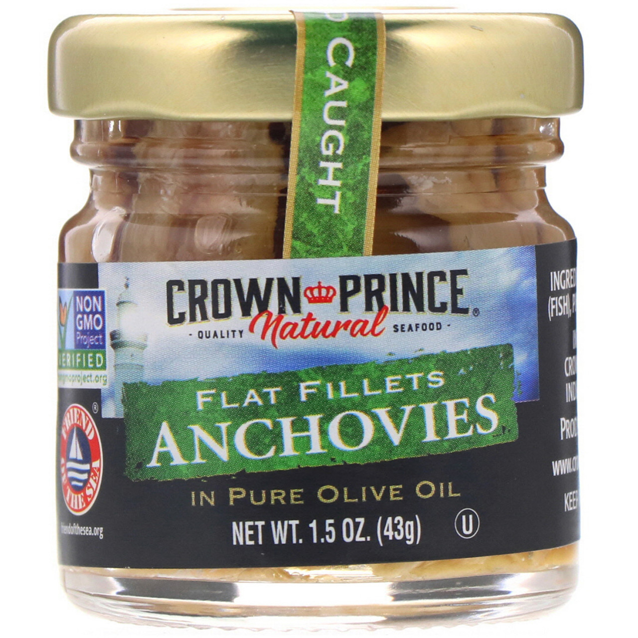 Crown Prince Natural, Анчоуси, плоске філе, в чистому оливковій олії, 1,5 унції (43 г)
