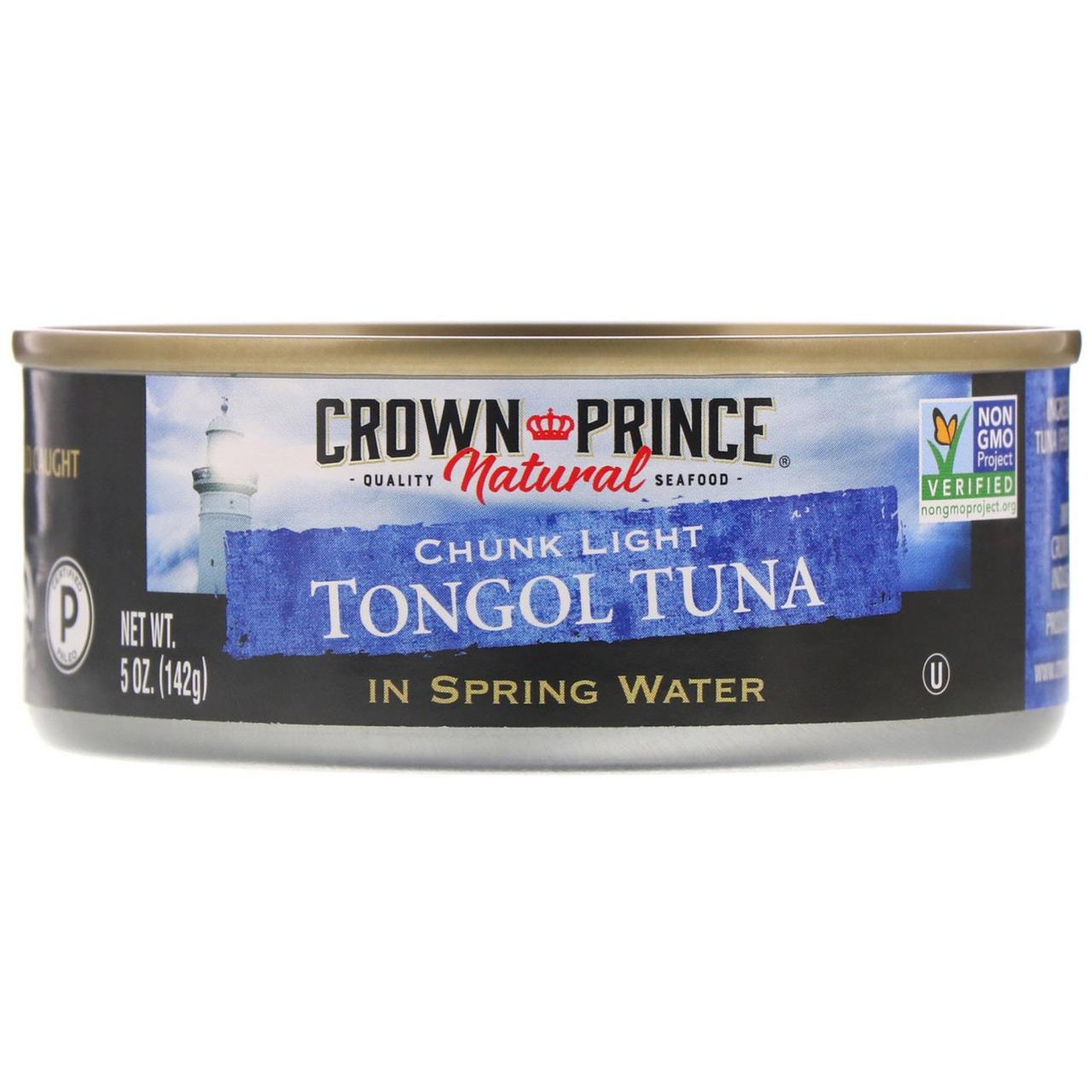 Crown Prince Natural, Шматочки легкого тунця тонгол, у джерельній воді, 5 унцій (142 м)
