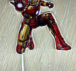 Топер Залізна Людина, Пластиковий топер із принтом Iron Man, Залізна людина на торт, Топер Iron Man, фото 2