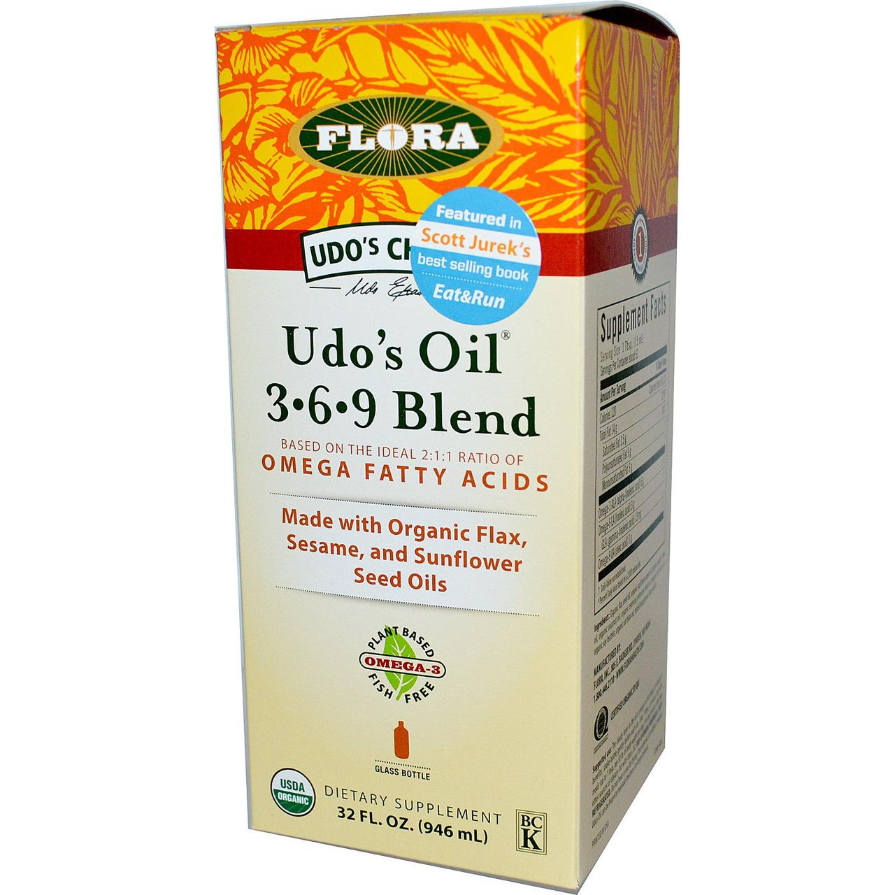 Лляне масло, udo's Oil 3·6·9, Flora, 946 мл