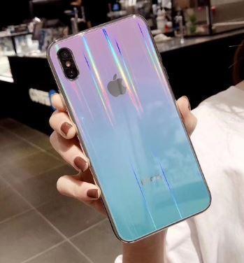 Чохол Glass Shine для Iphone XS MAX Pink-Green