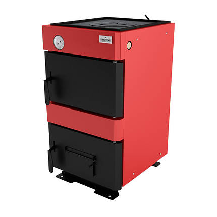 Котел твердопаливний Marten mb-12 v тривалого горіння з чавунною плитою, фото 1