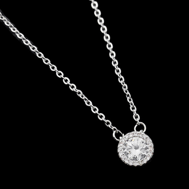 Жіноча підвіска - Блискучий камінь (Сріблястий з білим)