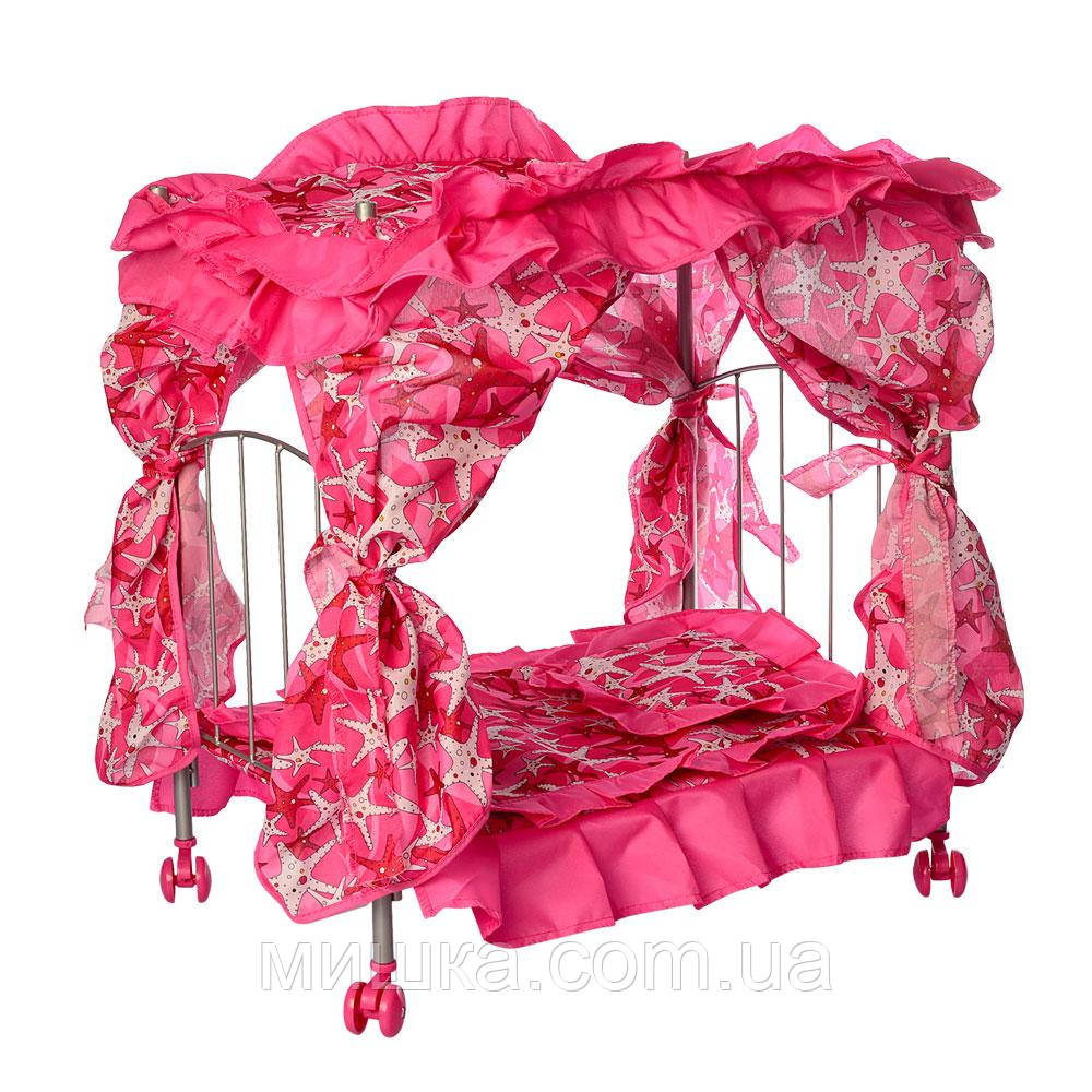 Ліжечко для ляльок 9350 E, спальне місце 43*28, металеве з балдахіном, фото 1