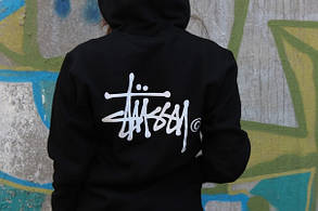 Худі stussy біле лого | жіноча чорна толстовка