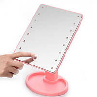 Косметическое Зеркало с ЛЕД подсветкой для макияжа Large 22 LED Mirror (Pink)